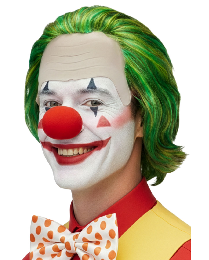 ORANGEFARBENE CLOWNMASKE AUS KUNSTSTOFF MIT ETIKETT